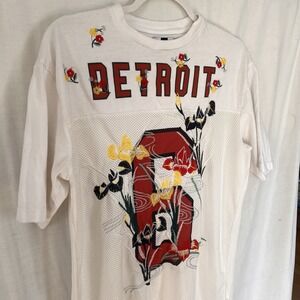 Topman Detroit Embroidered Floral Jersey Men's Small (Distressed Hem)‎